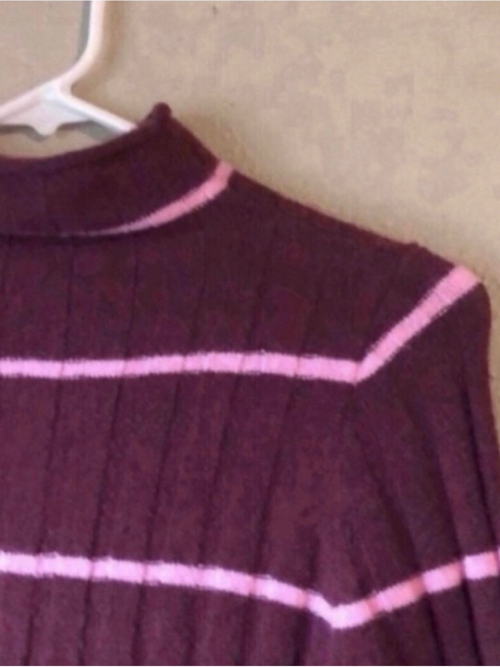 New Madewell Sweater Women’s Burgundy & Pink Stipe Mock neck Casual Knit Sz XS - Picture 2 of 11